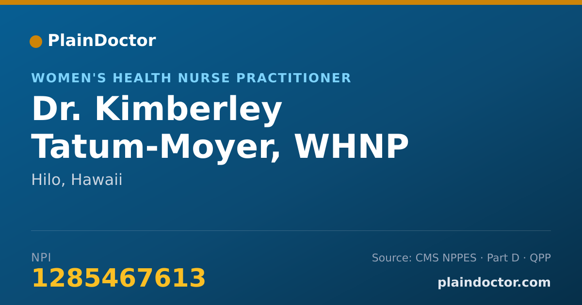 Shareable card for Kimberley Tatum-Moyer, WHNP IBCLC - Women's Health Nurse Practitioner, Hilo, HI