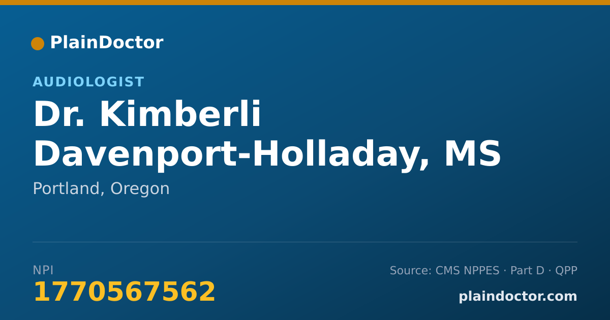 Shareable card for Kimberli Davenport-Holladay, MS CCCA - Audiologist, Portland, OR
