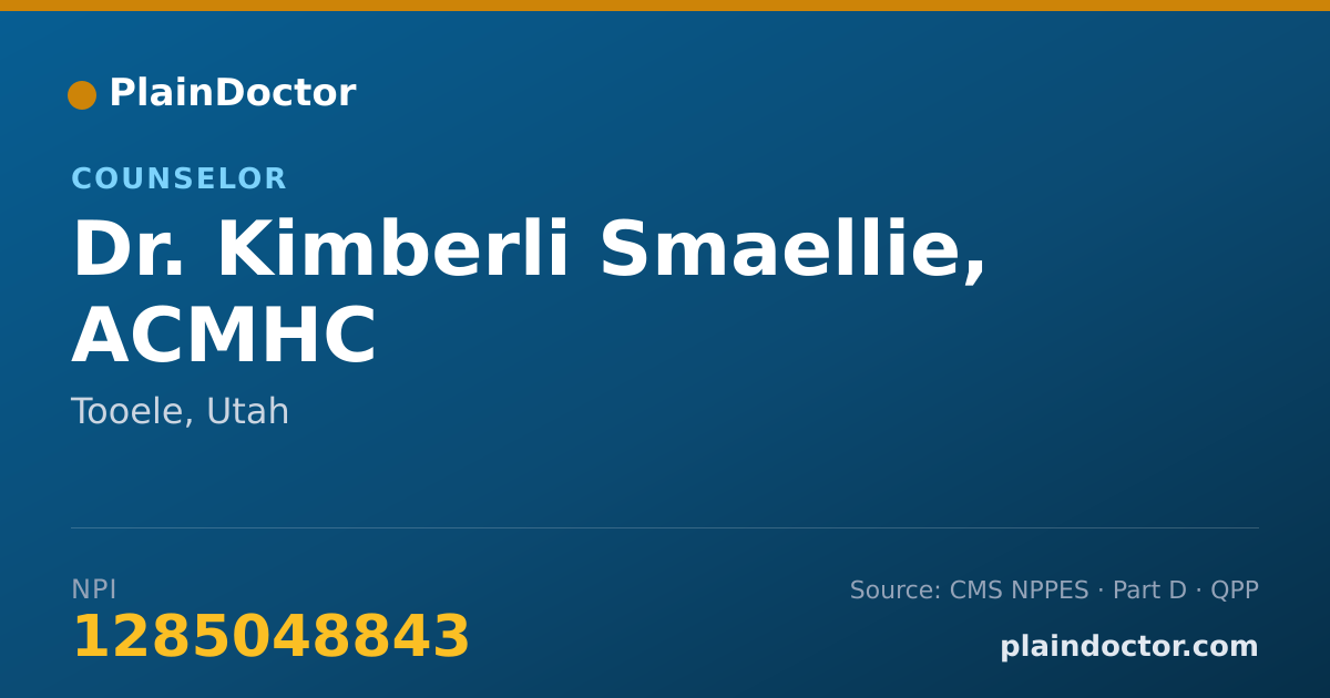 Shareable card for Kimberli Smaellie, ACMHC - Counselor, Tooele, UT