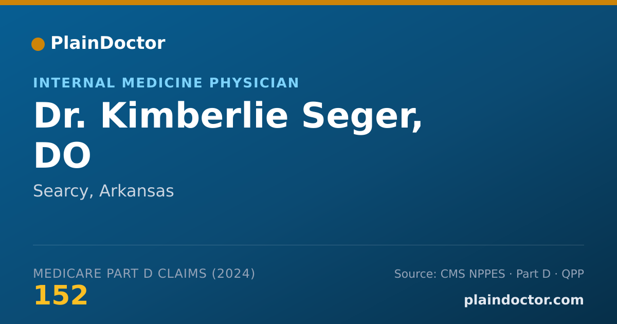Shareable card for Kimberlie Seger, DO - Internal Medicine Physician, Searcy, AR