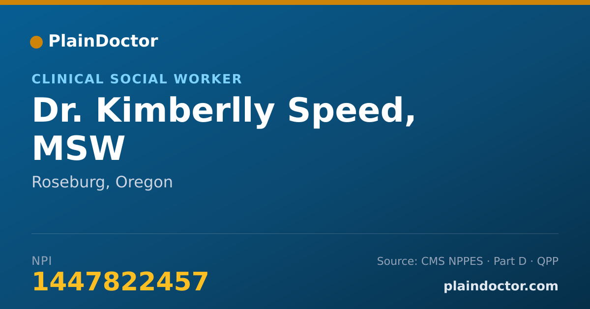 Shareable card for Kimberlly Speed, MSW - Clinical Social Worker, Roseburg, OR