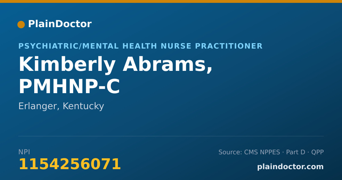 Shareable card for Kimberly Abrams, PMHNP-C - Psychiatric/Mental Health Nurse Practitioner, Erlanger, KY