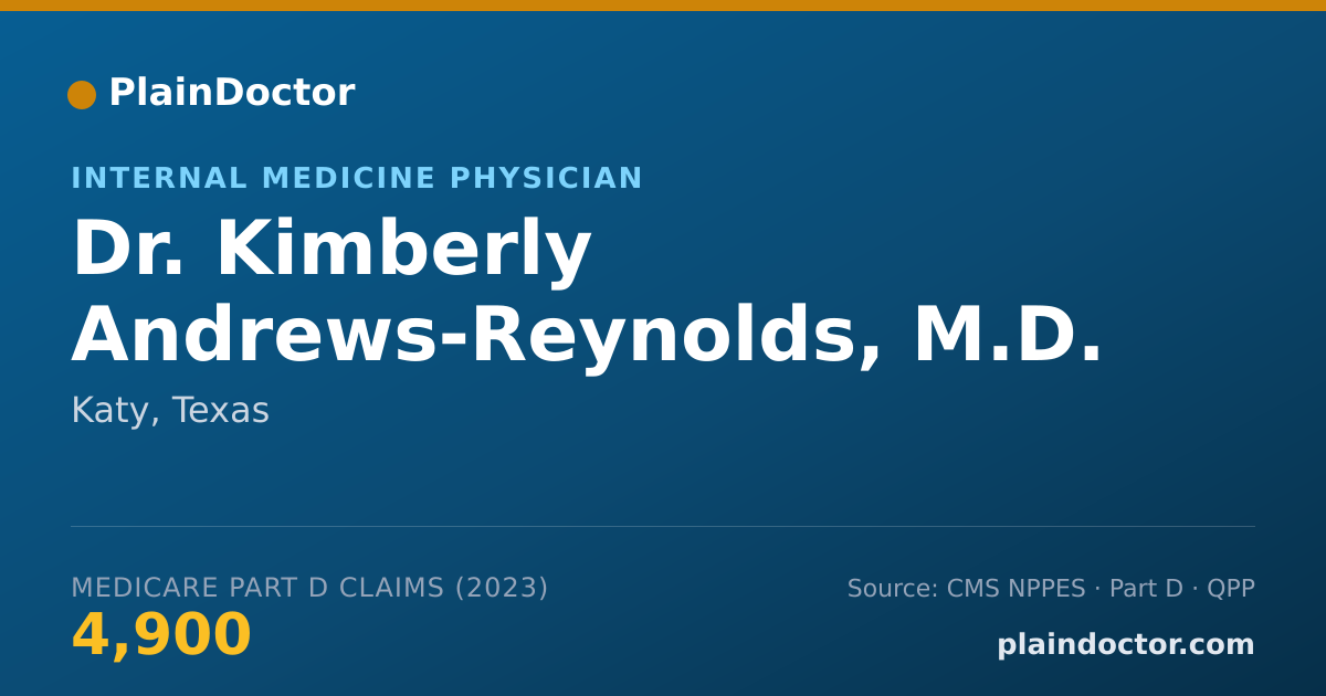Shareable card for Kimberly Andrews-Reynolds, M.D. - Internal Medicine Physician, Katy, TX