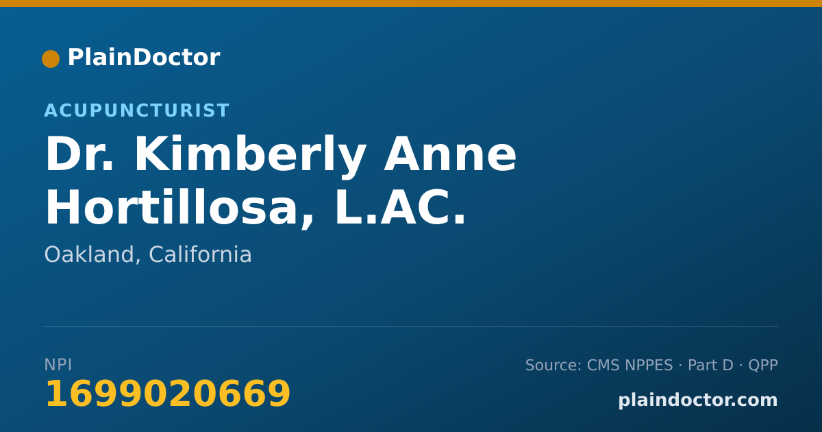 Shareable card for Kimberly Anne Hortillosa, L.AC. - Acupuncturist, Oakland, CA