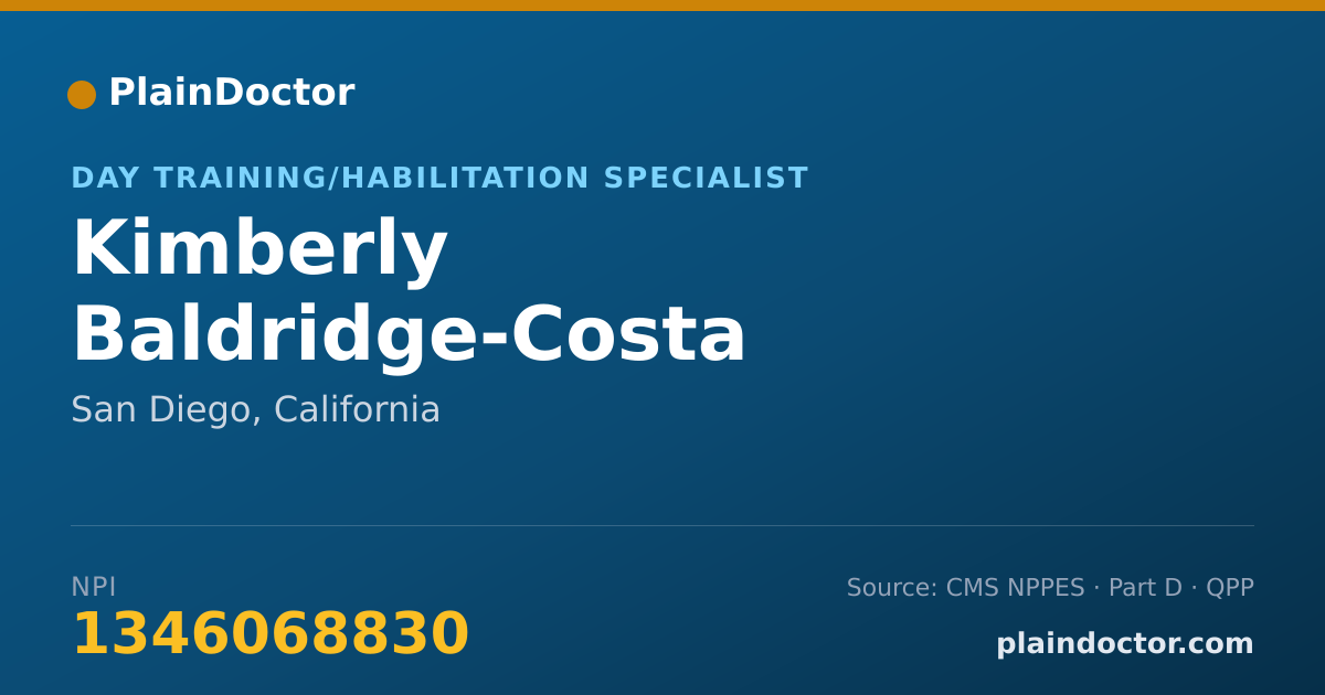 Shareable card for Kimberly Baldridge-Costa - Day Training/Habilitation Specialist, San Diego, CA