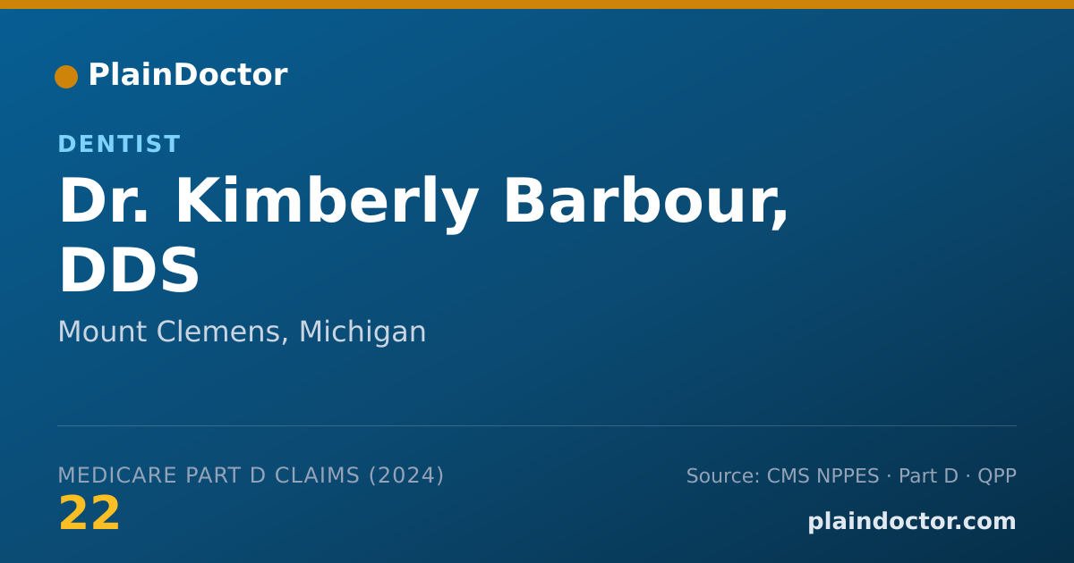 Shareable card for Kimberly Barbour, DDS - Dentist, Mount Clemens, MI