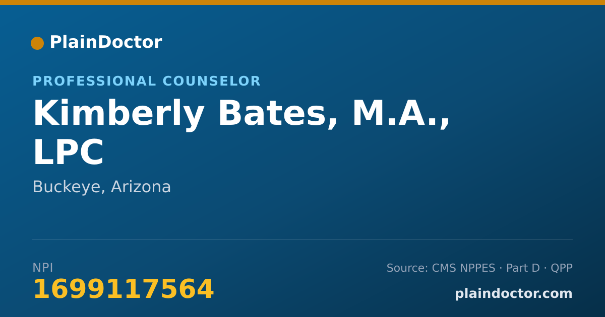 Shareable card for Kimberly Bates, M.A., LPC - Professional Counselor, Buckeye, AZ