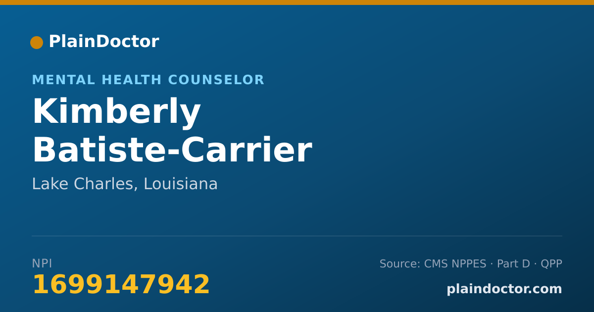 Shareable card for Kimberly Batiste-Carrier - Mental Health Counselor, Lake Charles, LA