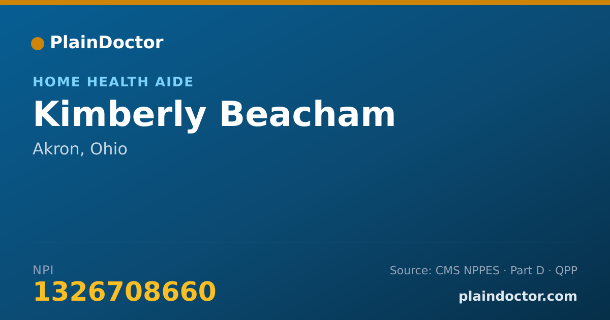 Shareable card for Kimberly Beacham - Home Health Aide, Akron, OH