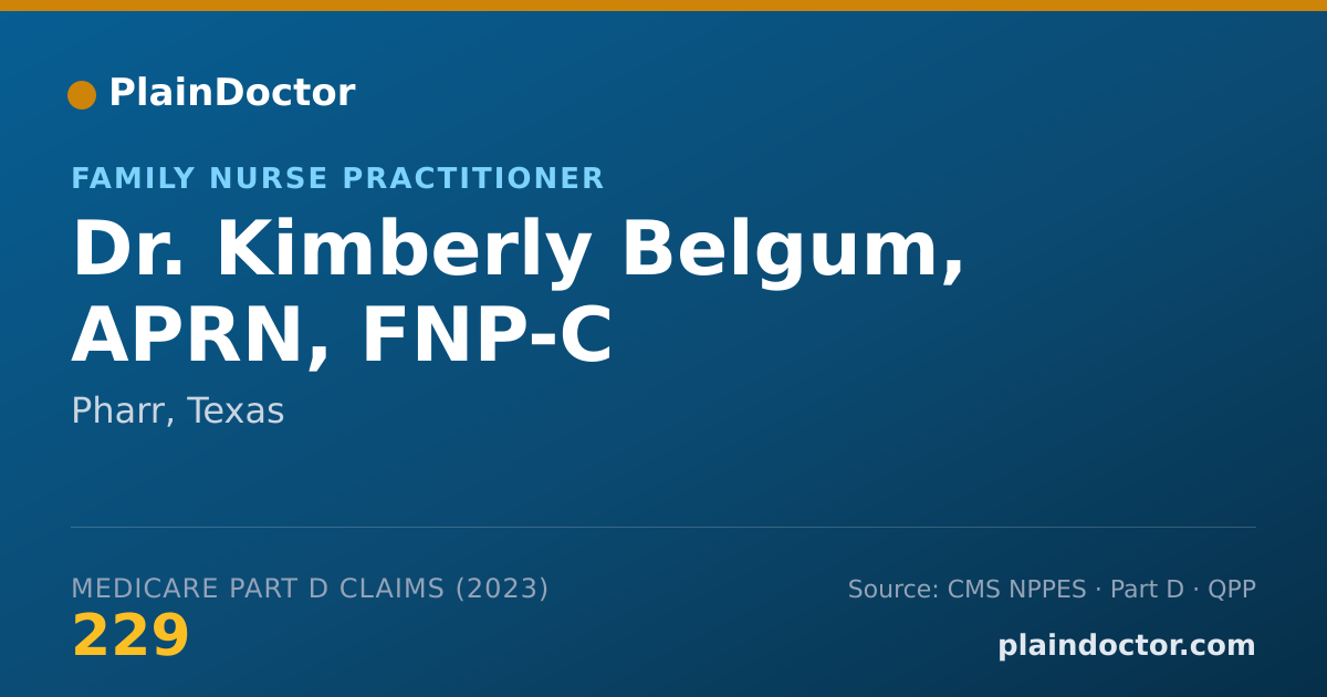 Shareable card for Kimberly Belgum, APRN, FNP-C - Family Nurse Practitioner, Pharr, TX