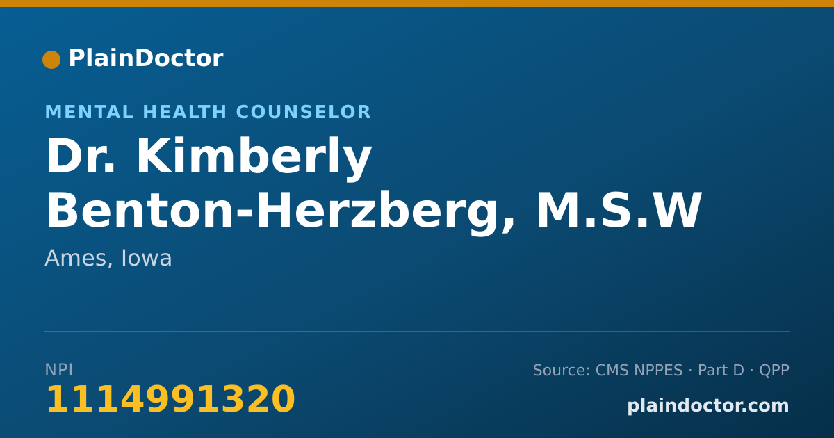Shareable card for Kimberly Benton-Herzberg, M.S.W - Mental Health Counselor, Ames, IA