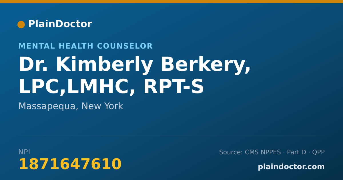 Shareable card for Kimberly Berkery, LPC,LMHC, RPT-S - Mental Health Counselor, Massapequa, NY