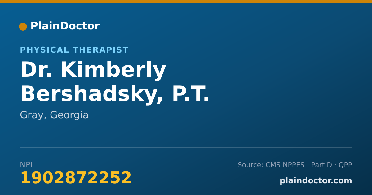 Shareable card for Kimberly Bershadsky, P.T. - Physical Therapist, Gray, GA