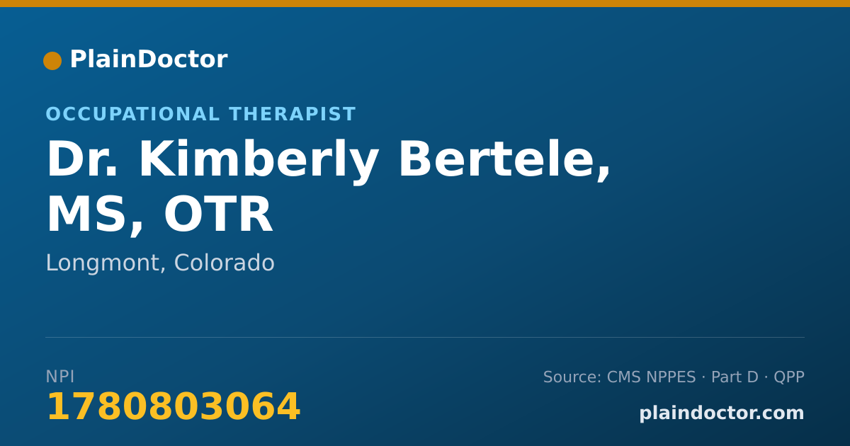 Shareable card for Kimberly Bertele, MS, OTR - Occupational Therapist, Longmont, CO