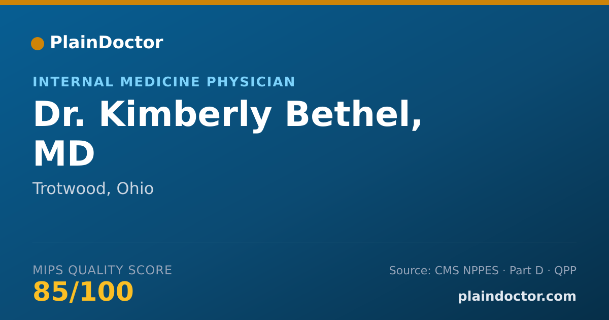 Shareable card for Kimberly Bethel, MD - Internal Medicine Physician, Trotwood, OH