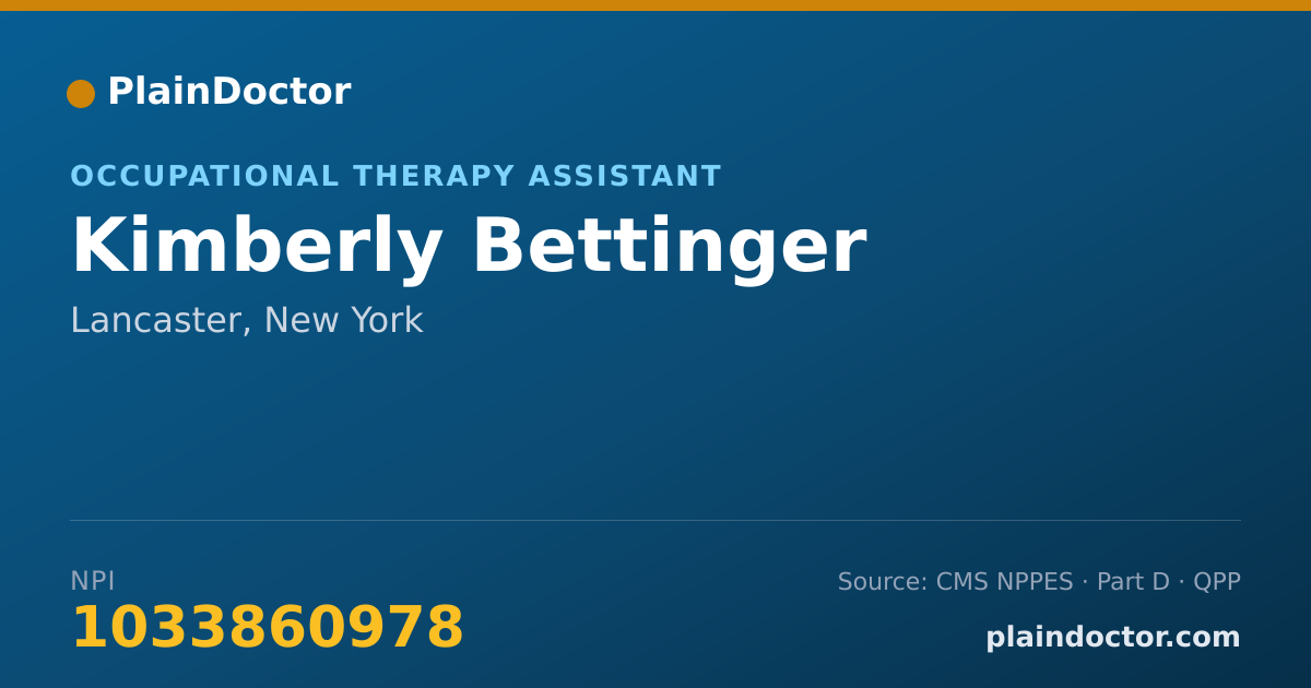Shareable card for Kimberly Bettinger - Occupational Therapy Assistant, Lancaster, NY
