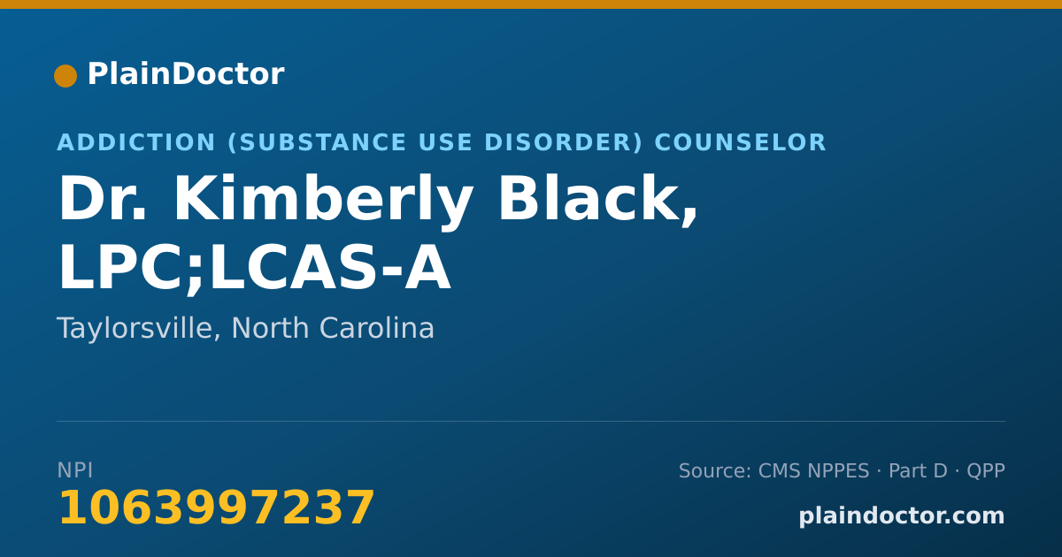Shareable card for Kimberly Black, LPC;LCAS-A - Addiction (Substance Use Disorder) Counselor, Taylorsville, NC
