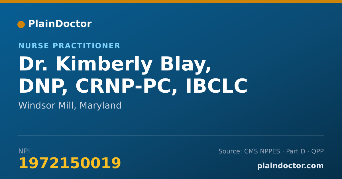 Shareable card for Kimberly Blay, DNP, CRNP-PC, IBCLC - Nurse Practitioner, Windsor Mill, MD