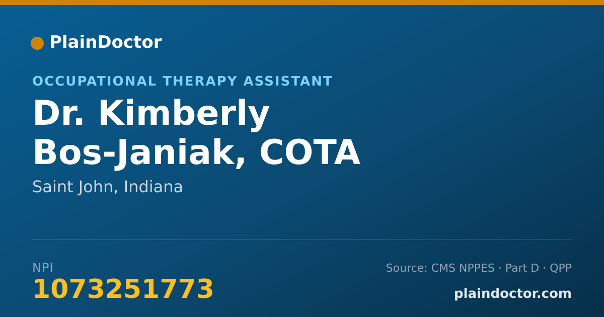 Shareable card for Kimberly Bos-Janiak, COTA - Occupational Therapy Assistant, Saint John, IN