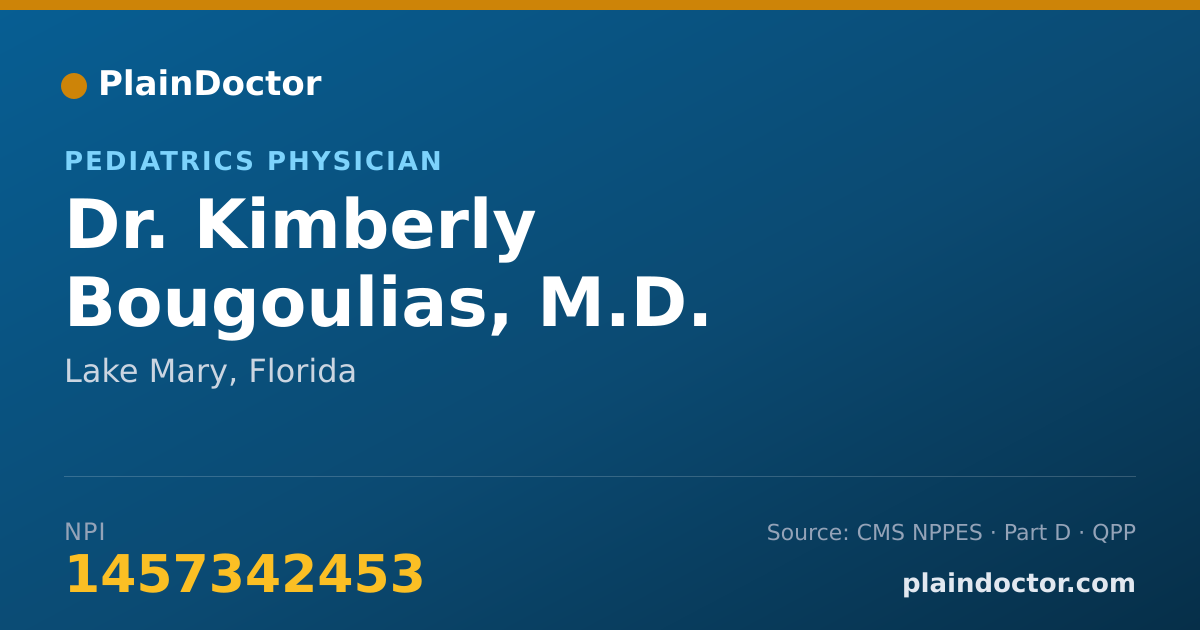 Shareable card for Kimberly Bougoulias, M.D. - Pediatrics Physician, Lake Mary, FL