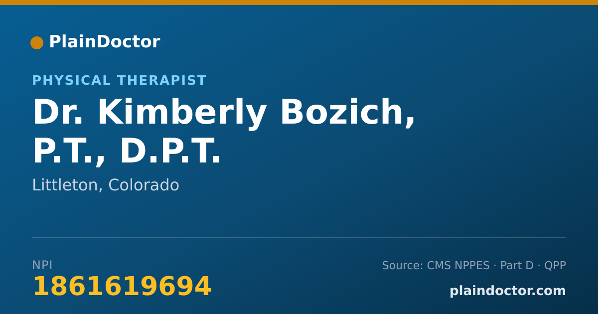 Shareable card for Kimberly Bozich, P.T., D.P.T. - Physical Therapist, Littleton, CO