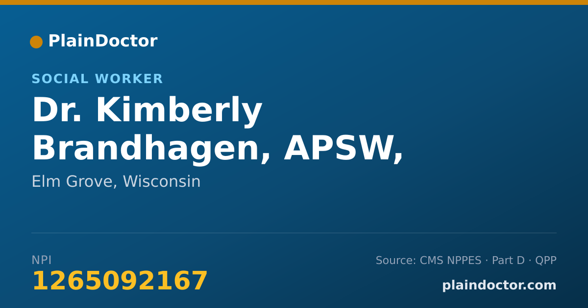 Shareable card for Kimberly Brandhagen, APSW, SAC-IT - Social Worker, Elm Grove, WI