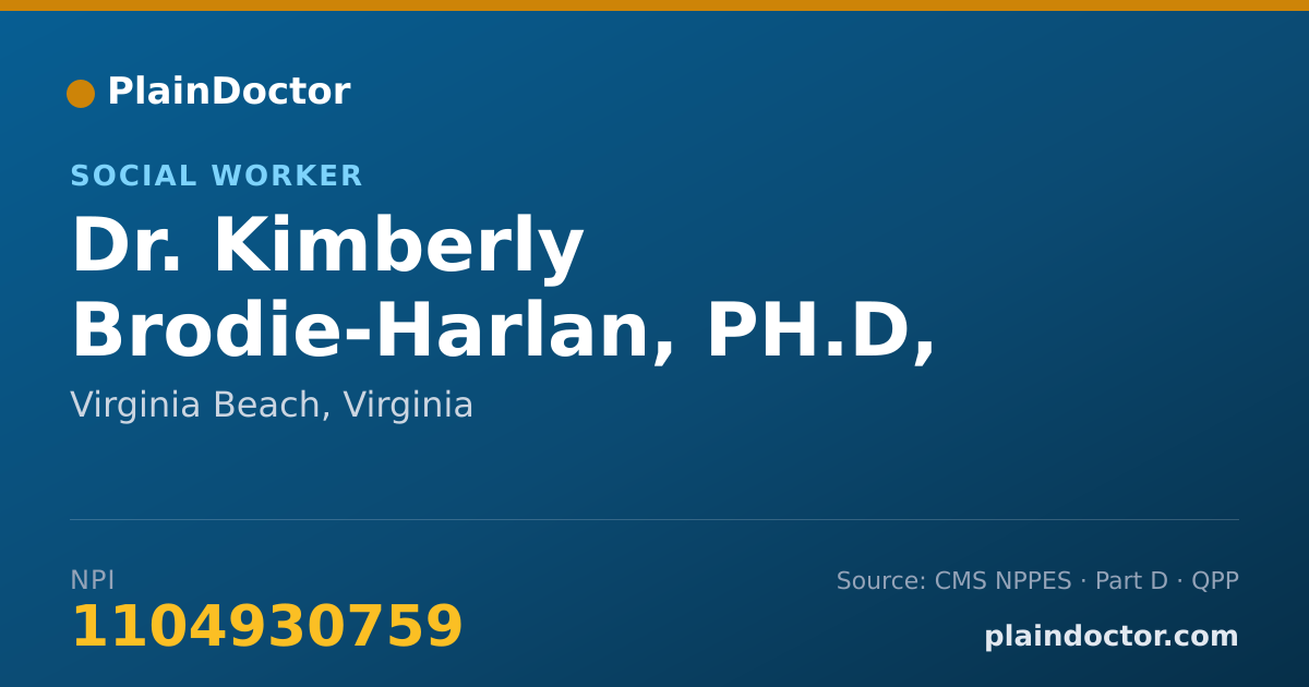 Shareable card for Kimberly Brodie-Harlan, PH.D, LCSW - Social Worker, Virginia Beach, VA