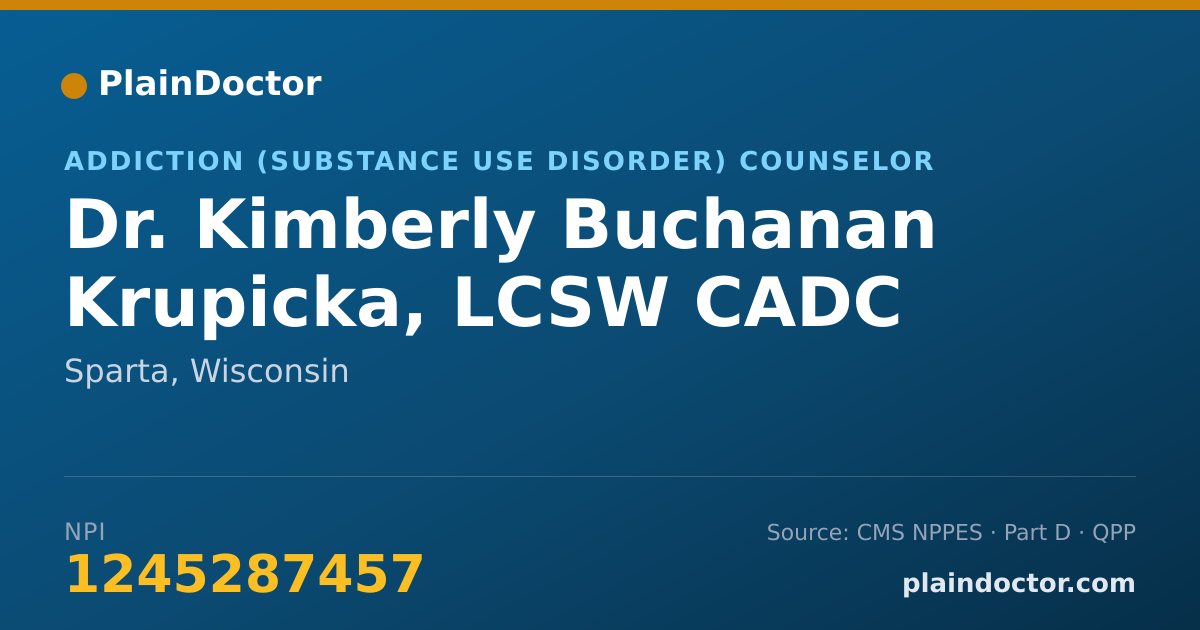Shareable card for Kimberly Buchanan Krupicka, LCSW CADC III - Addiction (Substance Use Disorder) Counselor, Sparta, WI