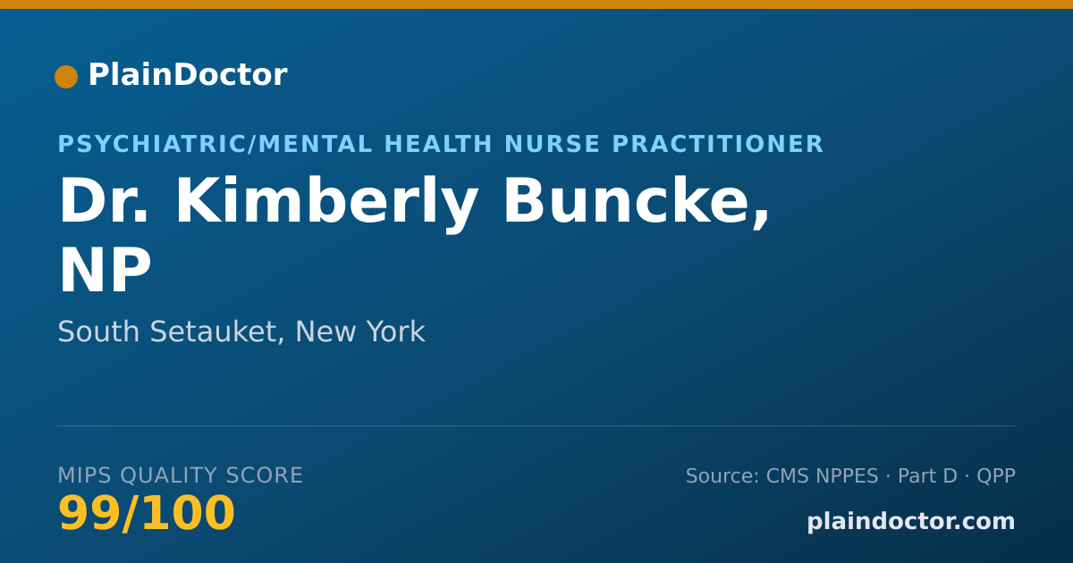 Shareable card for Kimberly Buncke, NP - Psychiatric/Mental Health Nurse Practitioner, South Setauket, NY