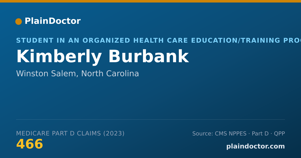 Shareable card for Kimberly Burbank - Student in an Organized Health Care Education/Training Program, Winston Salem, NC
