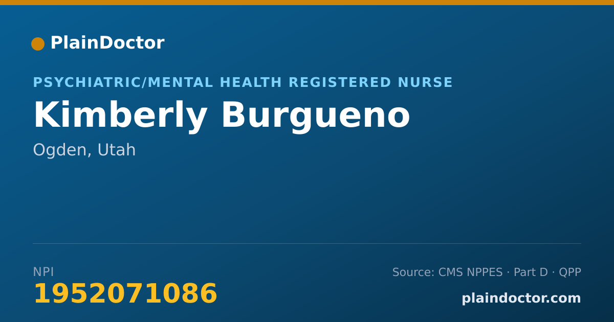 Shareable card for Kimberly Burgueno - Psychiatric/Mental Health Registered Nurse, Ogden, UT