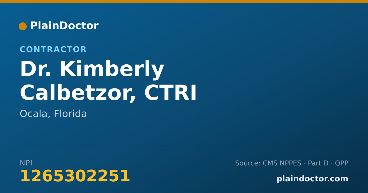 Shareable card for Kimberly Calbetzor, CTRI - Contractor, Ocala, FL