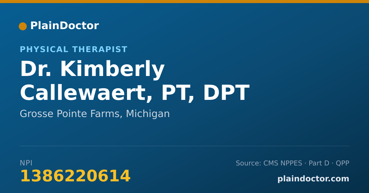 Shareable card for Kimberly Callewaert, PT, DPT - Physical Therapist, Grosse Pointe Farms, MI