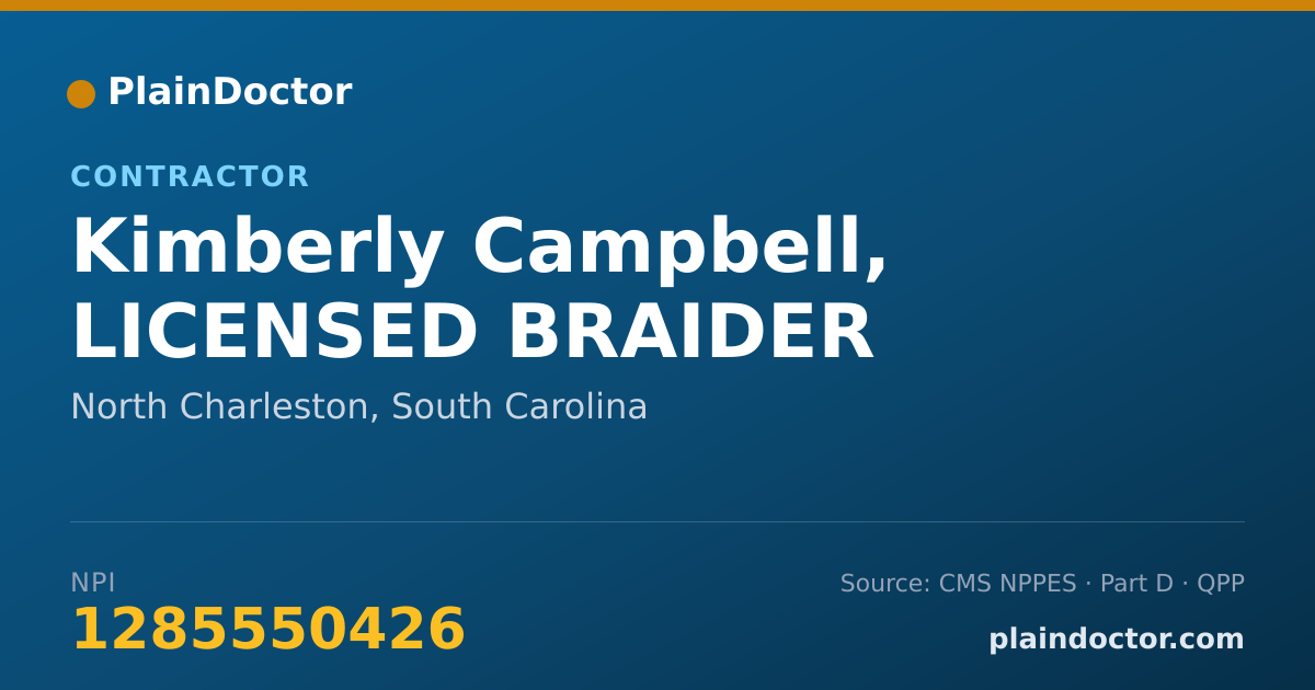 Shareable card for Kimberly Campbell, LICENSED BRAIDER - Contractor, North Charleston, SC