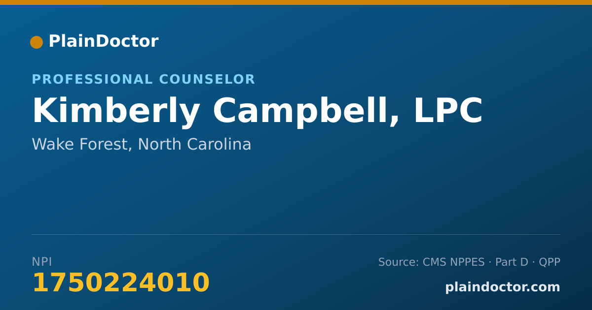 Shareable card for Kimberly Campbell, LPC - Professional Counselor, Wake Forest, NC