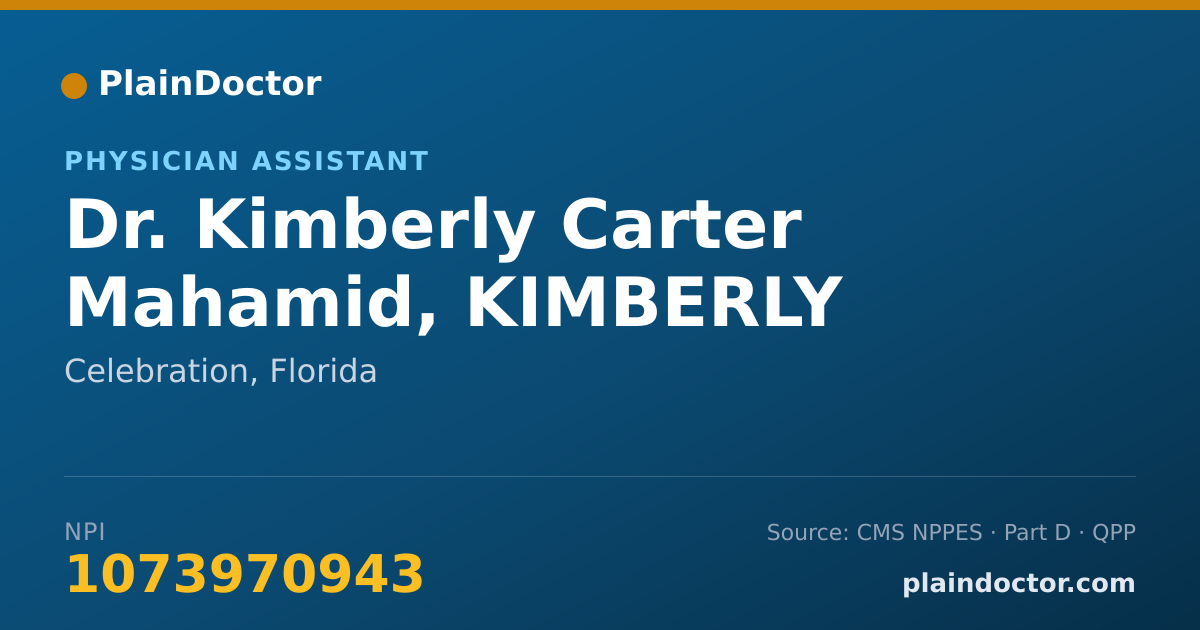 Shareable card for Kimberly Carter Mahamid, KIMBERLY CARTER PA-C - Physician Assistant, Celebration, FL