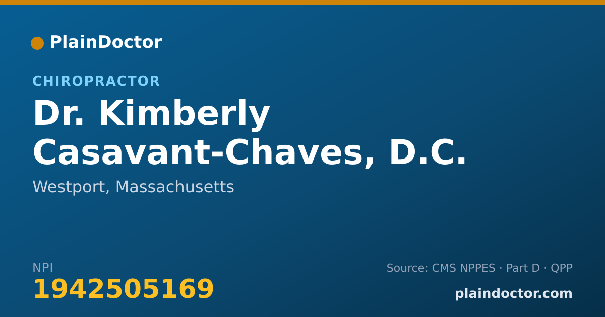Shareable card for Kimberly Casavant-Chaves, D.C. - Chiropractor, Westport, MA