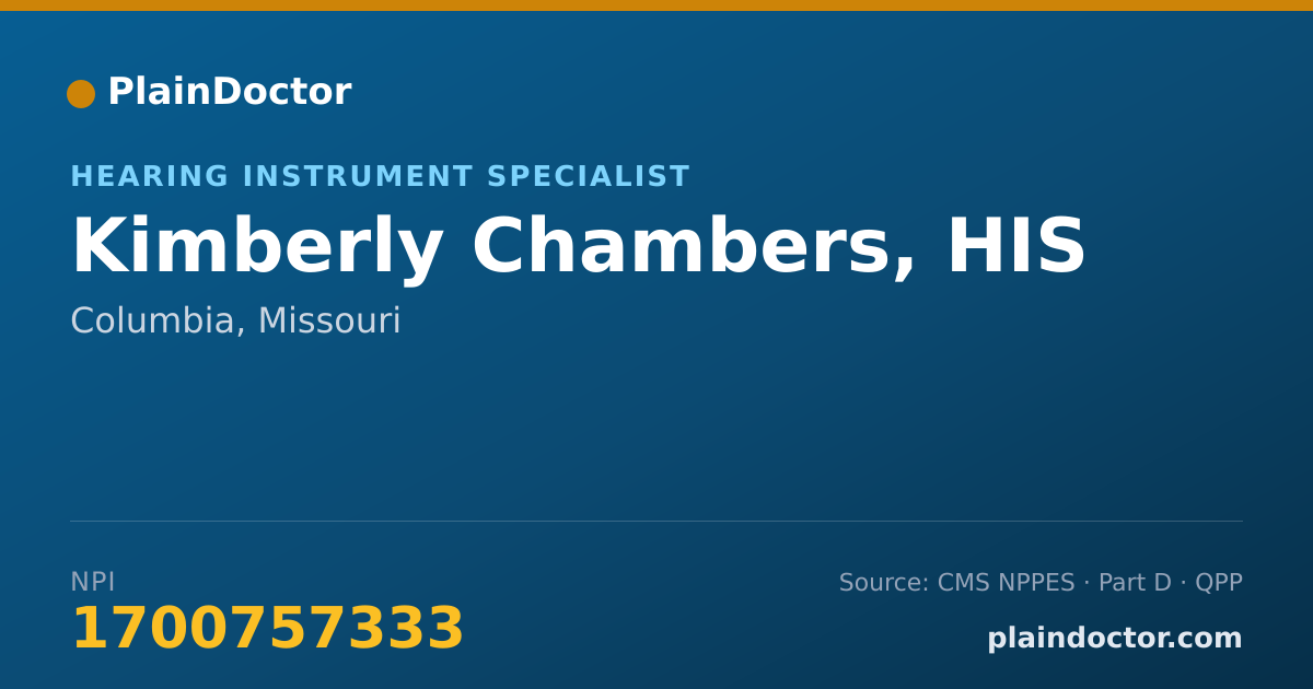 Shareable card for Kimberly Chambers, HIS - Hearing Instrument Specialist, Columbia, MO
