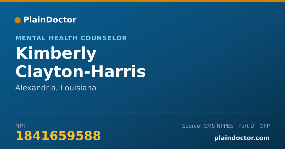 Shareable card for Kimberly Clayton-Harris - Mental Health Counselor, Alexandria, LA