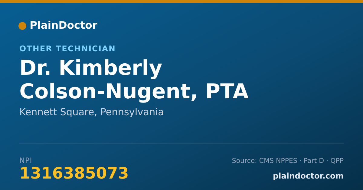 Shareable card for Kimberly Colson-Nugent, PTA - Other Technician, Kennett Square, PA