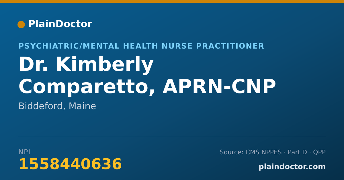 Shareable card for Kimberly Comparetto, APRN-CNP - Psychiatric/Mental Health Nurse Practitioner, Biddeford, ME