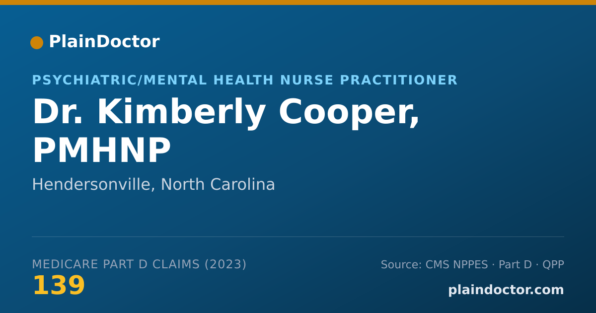 Shareable card for Kimberly Cooper, PMHNP - Psychiatric/Mental Health Nurse Practitioner, Hendersonville, NC