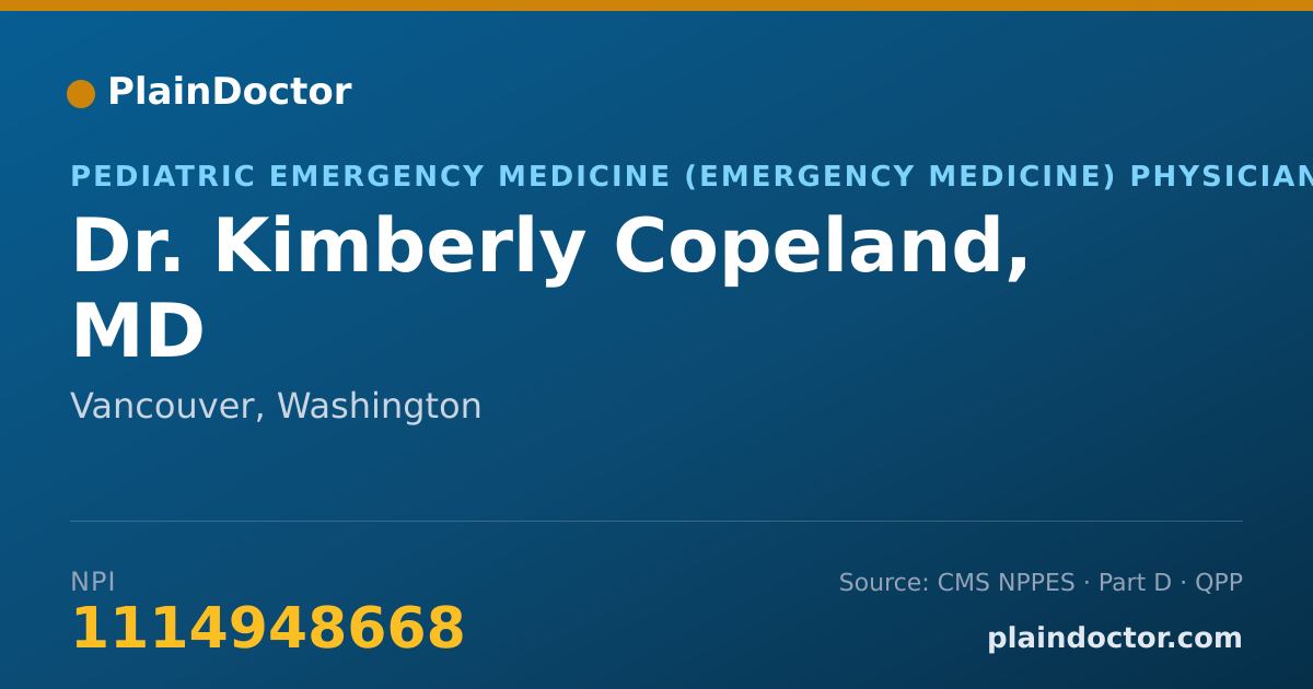 Shareable card for Kimberly Copeland, MD - Pediatric Emergency Medicine (Emergency Medicine) Physician, Vancouver, WA