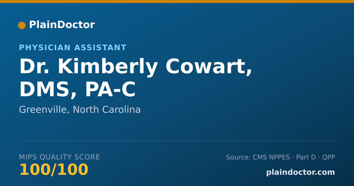 Shareable card for Kimberly Cowart, DMS, PA-C - Physician Assistant, Greenville, NC