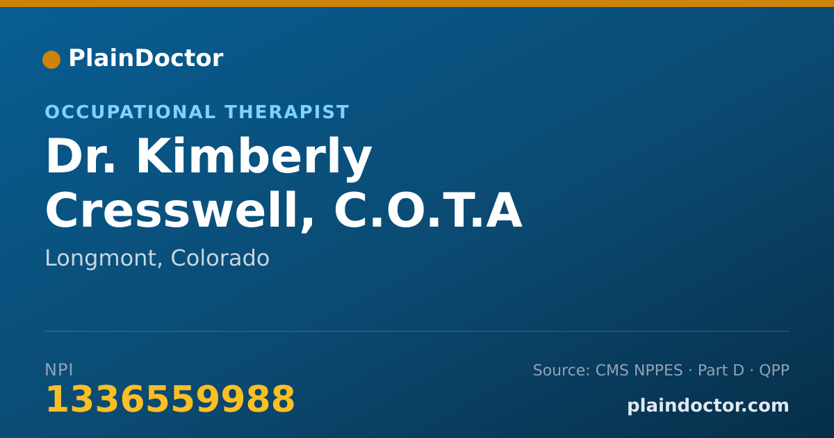 Shareable card for Kimberly Cresswell, C.O.T.A - Occupational Therapist, Longmont, CO