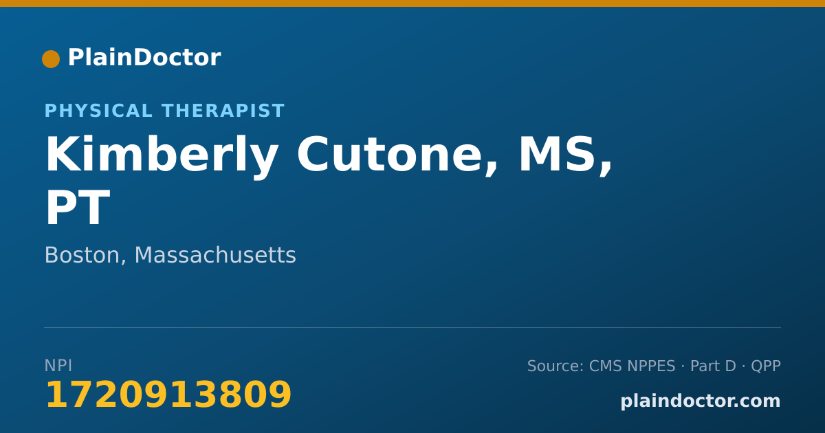 Shareable card for Kimberly Cutone, MS, PT - Physical Therapist, Boston, MA