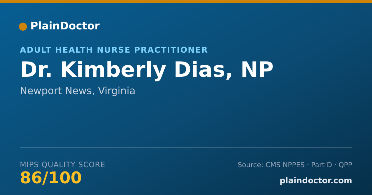 Shareable card for Kimberly Dias, NP - Adult Health Nurse Practitioner, Newport News, VA