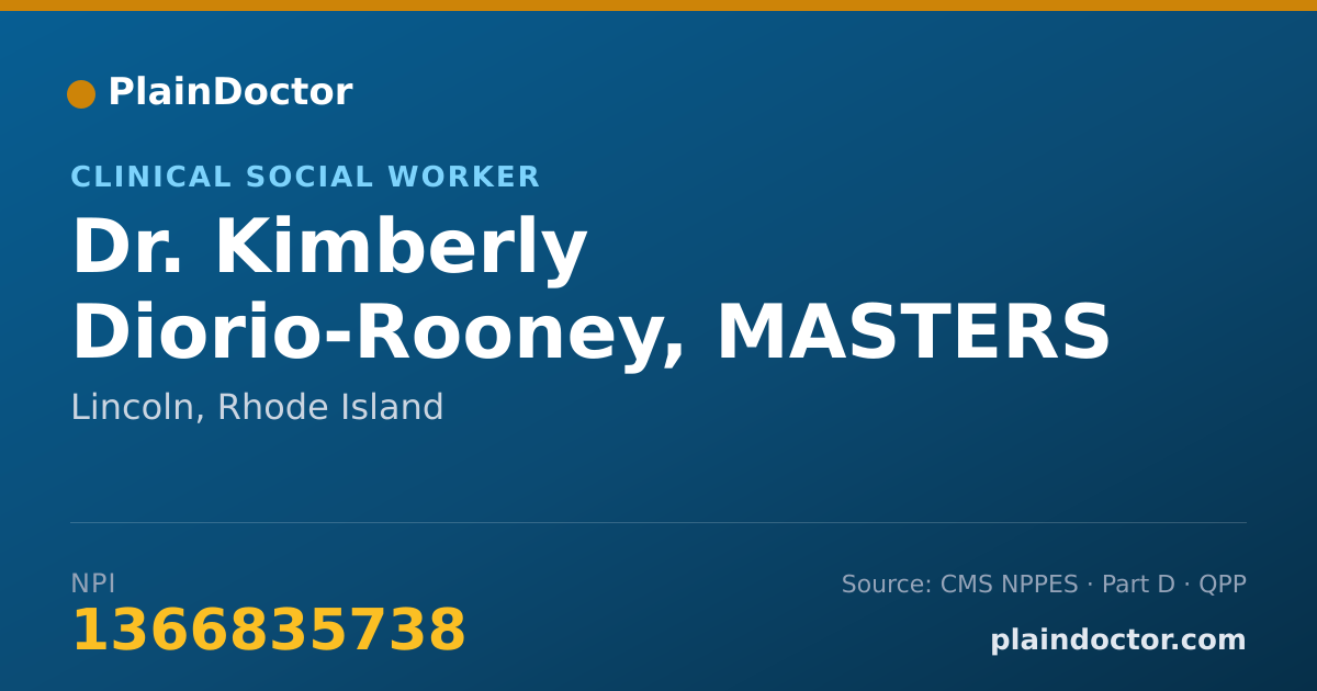 Shareable card for Kimberly Diorio-Rooney, MASTERS - Clinical Social Worker, Lincoln, RI