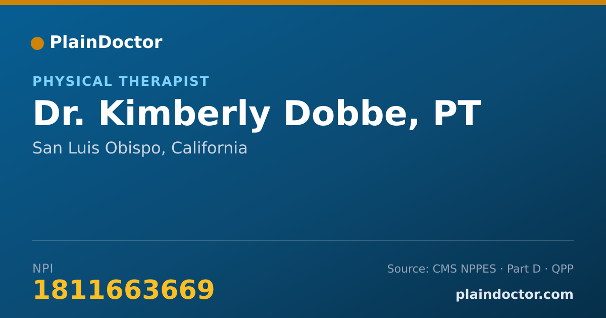 Shareable card for Kimberly Dobbe, PT - Physical Therapist, San Luis Obispo, CA