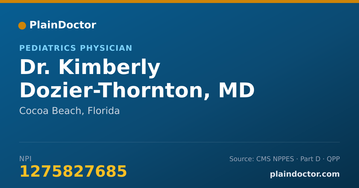Shareable card for Kimberly Dozier-Thornton, MD - Pediatrics Physician, Cocoa Beach, FL